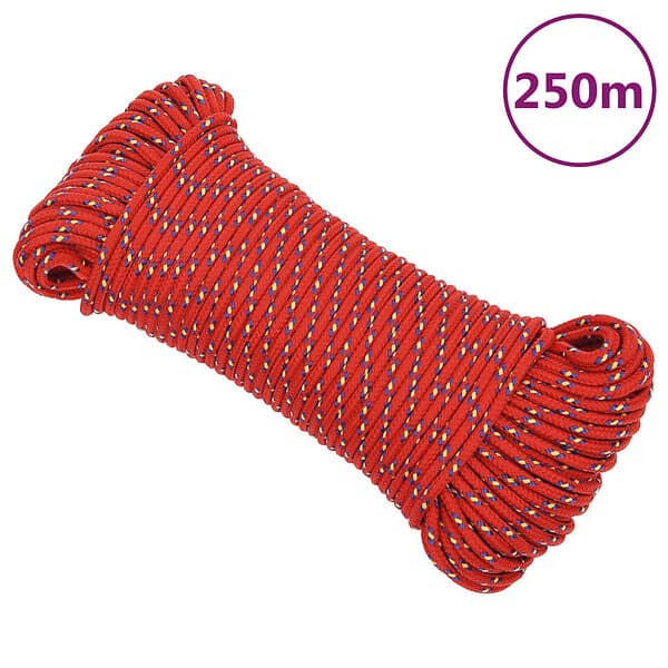 vidaXL Båtlina röd 4 mm 250 m polypropen 152383