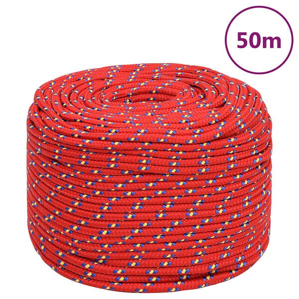 vidaXL Båtlina röd 6 mm 50 m polypropen 152391