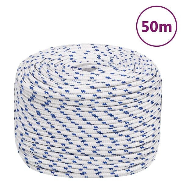 vidaXL Båtlina vit 6 mm 50 m polypropylen 152285
