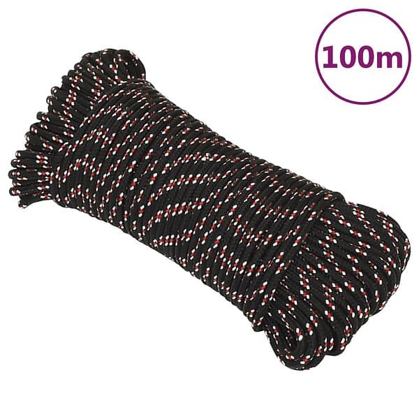 vidaXL Båtlina svart 3 mm 100 m polypropen 152324