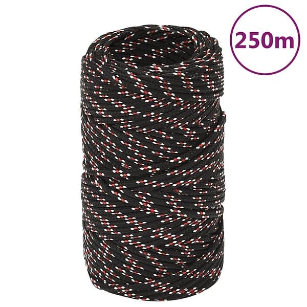 vidaXL Båtlina svart 2 mm 250 m polypropen 152320
