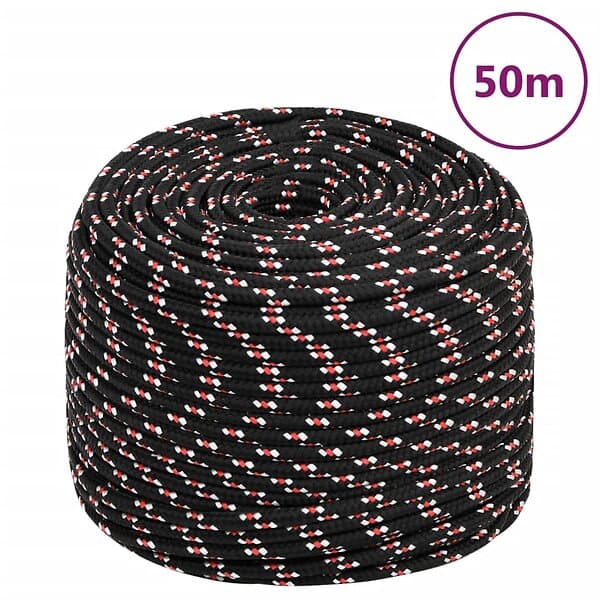 vidaXL Båtlina svart 6 mm 50 m polypropen 152338