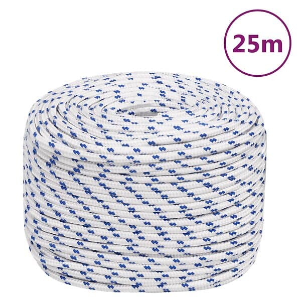vidaXL Båtlina vit 10 mm 25 m polypropylen 152294
