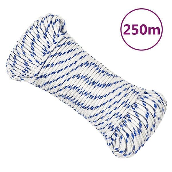 vidaXL Båtlina vit 3 mm 250 m polypropylen 152272