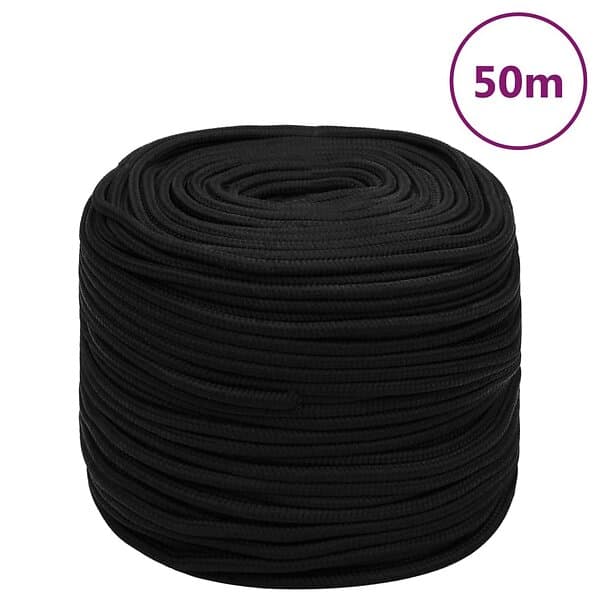 vidaXL Rep svart 8 mm 50 m polyester 152818