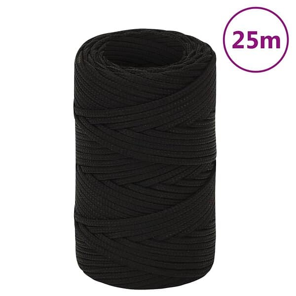 vidaXL Rep svart 20 mm 25 m polyester 152792