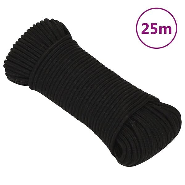 vidaXL Rep svart 3 mm 25 m polyester 152797