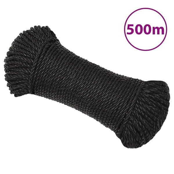 vidaXL Rep svart 6 mm 500 m polypropylen 153005