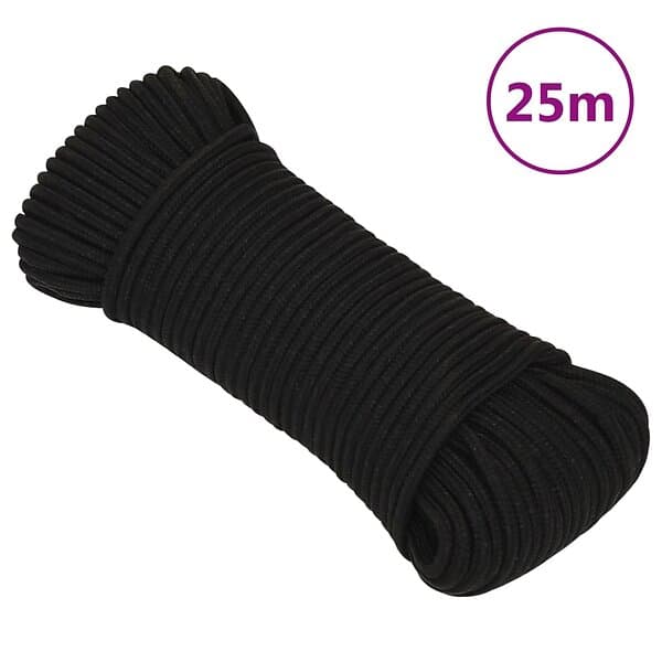 vidaXL Rep svart 5 mm 25 m polyester 152807