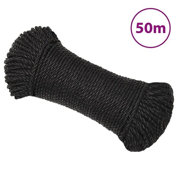 vidaXL Rep svart 6 mm 50 m polypropylen 153002