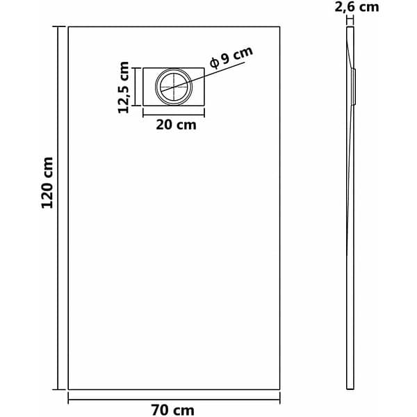 vidaXL Duschkar SMC svart 120x70 cm 144783