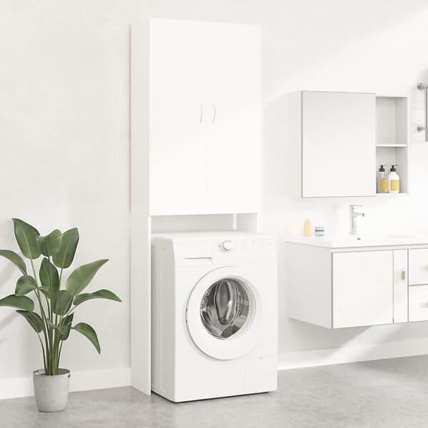 vidaXL Tvättmaskinsskåp vit 64x25,5x190 cm 808413