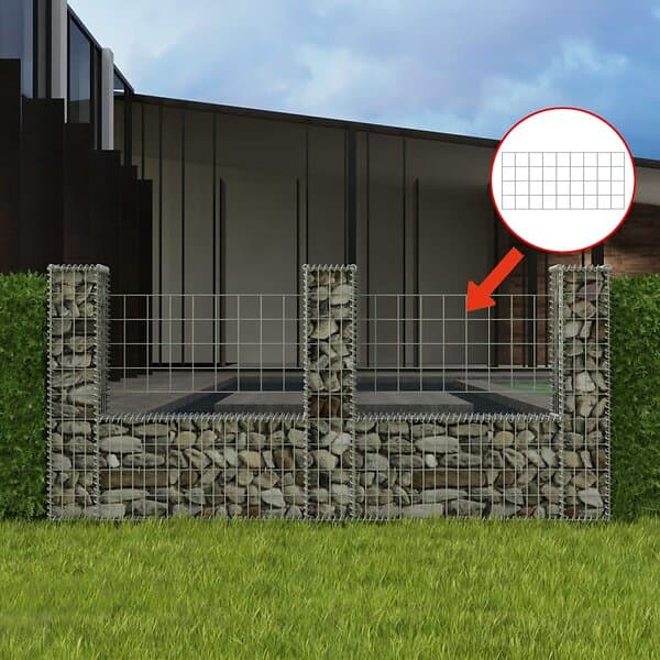 vidaXL Gabionkorg U-formad galvaniserat stål 240x20x100 cm 142546