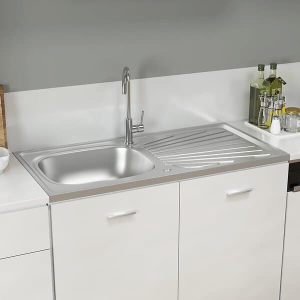vidaXL Diskho med avrinningsyta silver 10005600x155 mm rostfritt stål 147236