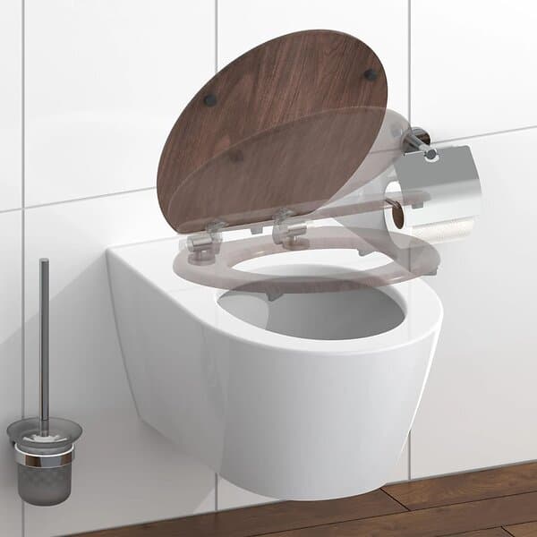 vidaXL SCHÜTTE Toalettsits mjuk stängning DARK WOOD MDF 446572