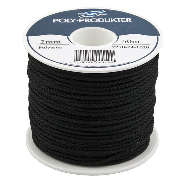 Poly-Produkter Polyestersilkelina Svart Ø2Mm 50M