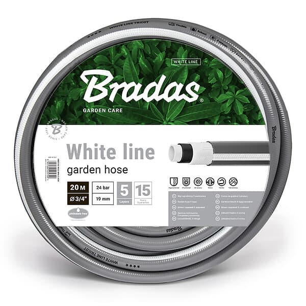 Bradas Vattenslang White Line 3/4" 20M