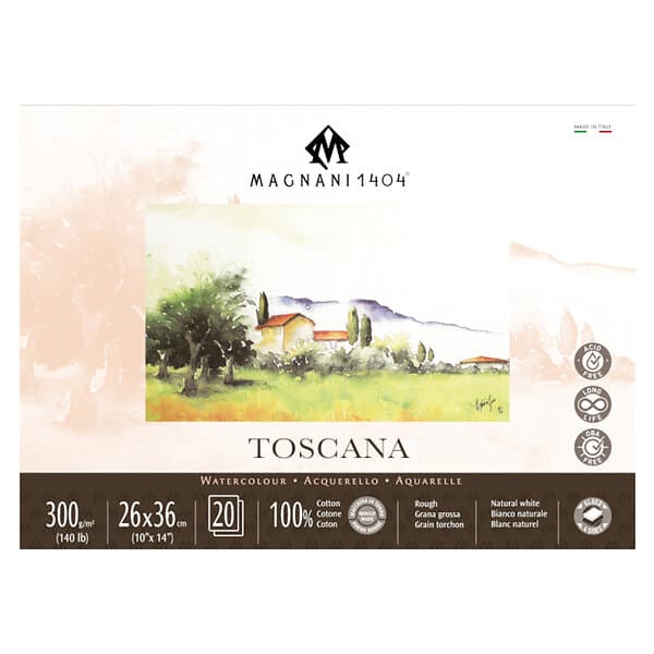 Magnani Akvarellblock Toscana 100% Bomull 300gx36cm 20 ark