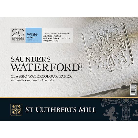 Waterford St Cuthberts Mill Saunders Akvarellblock White CP/NOT 41x31 cm 300g