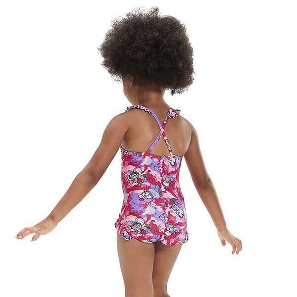 Speedo Learn To Printed Frill Thinstrap Swimsuit (Flicka)