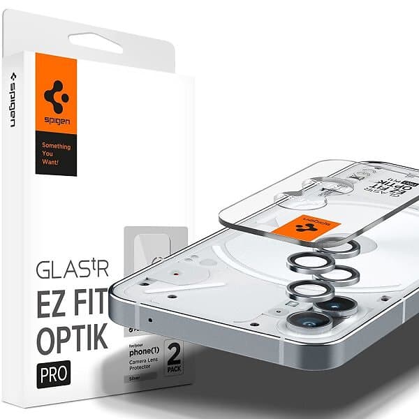 Spigen Nothing Phone (1) Kameralinsskydd GLAS.tR EZ Fit Optik Pro 2-pack Silver