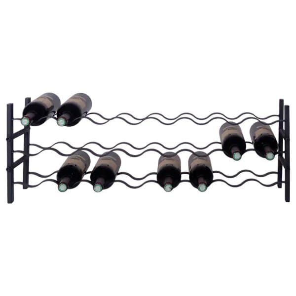Fina 24 flaskor Svart metall extra bred