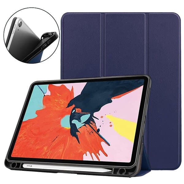 MTK Apple iPad Air (2020) (2022) Slim fit tri-fold fodral Mörk Blå