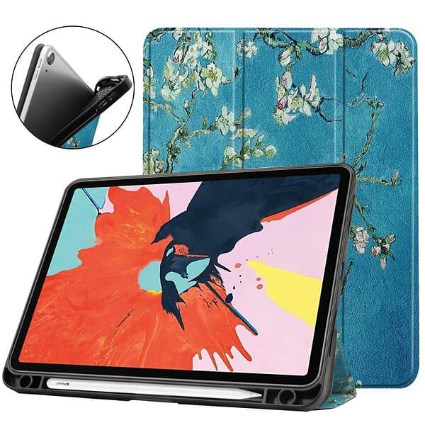 MTK Apple iPad Air (2020) (2022) Slim fit tri-fold fodral Tree with Flowers