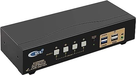 CKL KVM 4x2 HDMI Switch Dual Monitor HDMI2.0 4K60Hz 4:4:4 med 1xaudio och 4xUSB-A