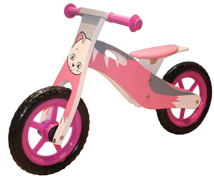 Springcykel Katt i trä med riktiga lufthjul