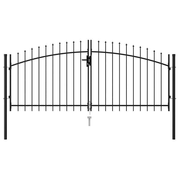 vidaXL Dubbelgrind med spetsig topp stål 3x1,25 m svart 146027