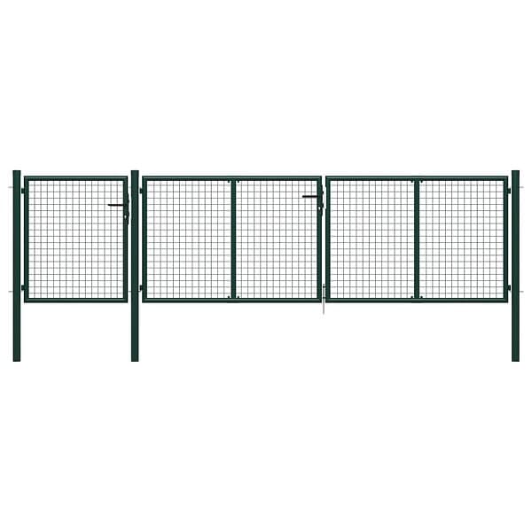 vidaXL Trädgårdsgrind stål 400x100 cm grön 144311