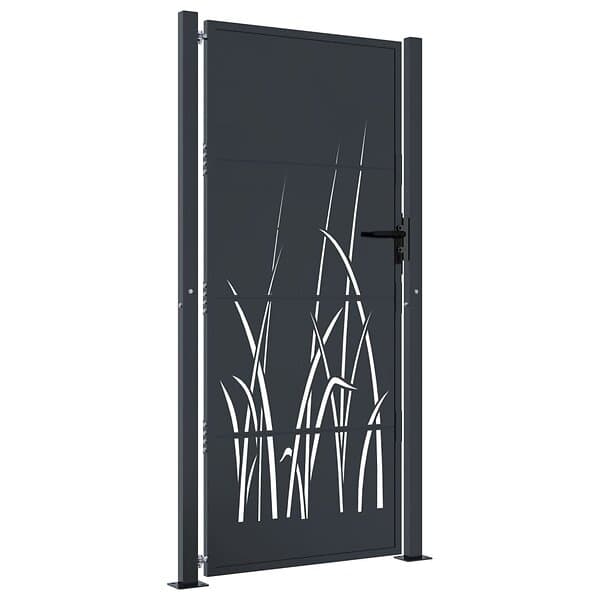 vidaXL Trädgårdsgrind antracit 105x205 cm stål gräsdesign 153171