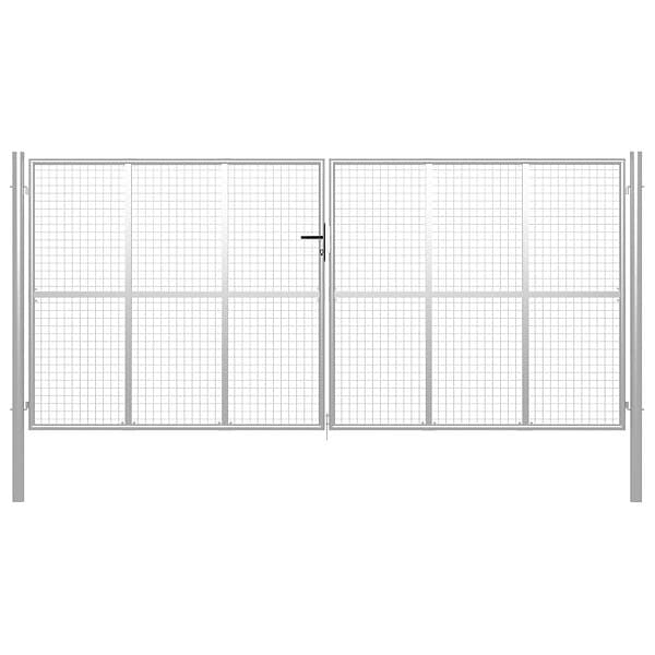 vidaXL Trädgårdsgrind galvaniserat stål 415x225 cm silver 144302
