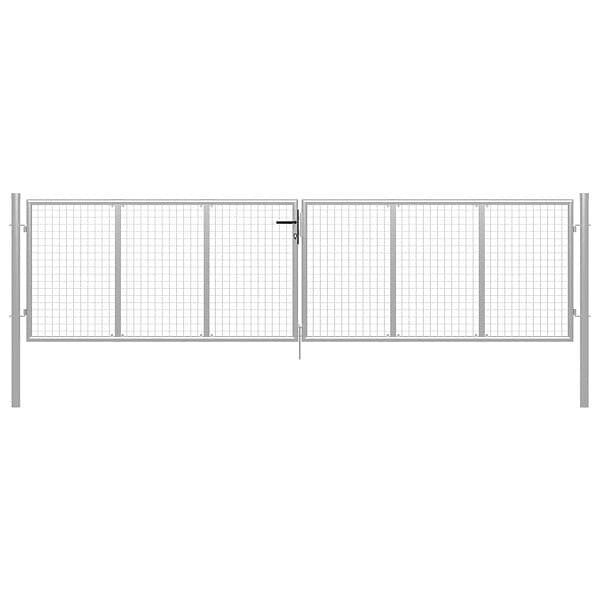 vidaXL Trädgårdsgrind galvaniserat stål 415x150 cm silver 144299
