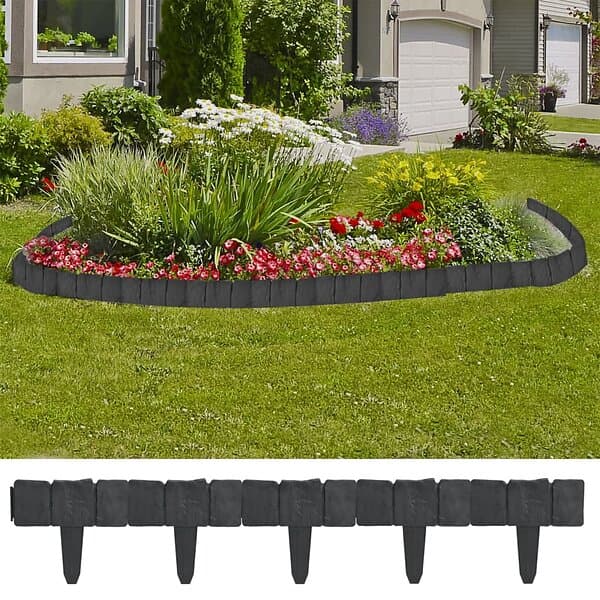vidaXL Gräskant plast stendesign 41-pack 10 meter 40917