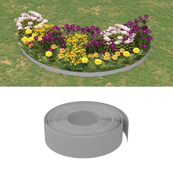 vidaXL Rabattkant grå 2 st 10 m 15 cm polyeten 3155440