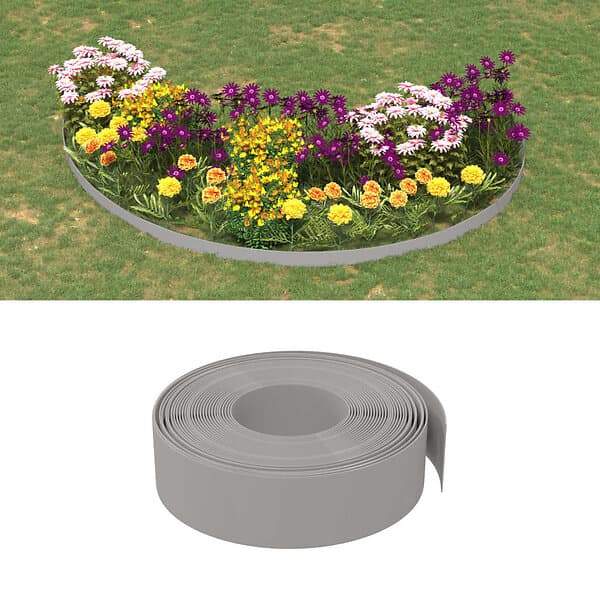 vidaXL Rabattkant grå 3 st 10 m 15 cm polyeten 3155441