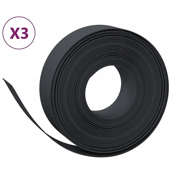 vidaXL Rabattkant svart 3 st 10 m 15 cm polyeten 3155445