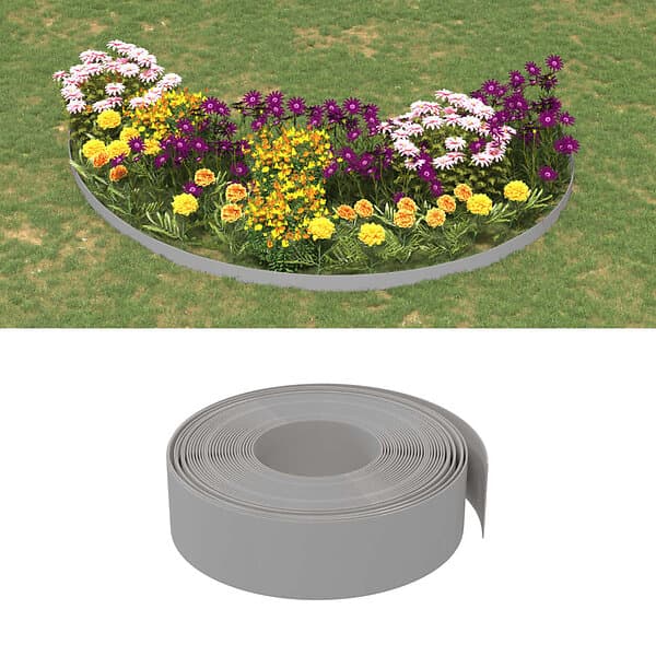 vidaXL Rabattkant grå 10 m 15 cm polyeten 154396
