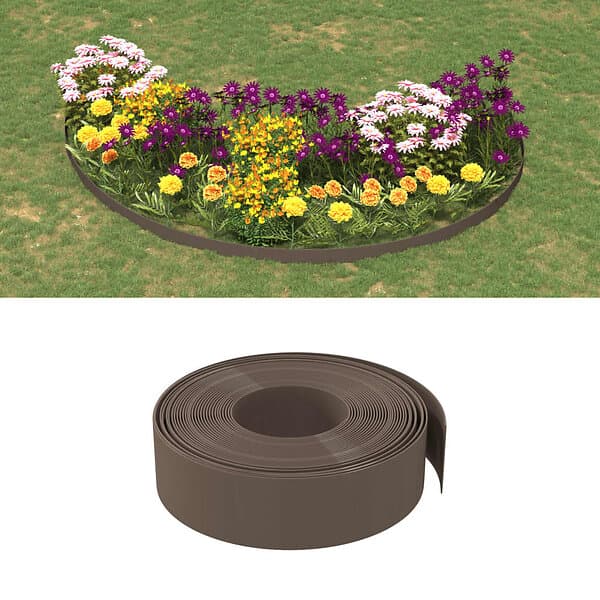 vidaXL Rabattkant brun 5 st 10 m 15 cm polyeten 3155451