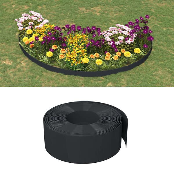 vidaXL Rabattkant svart 2 st 10 m 20 cm polyeten 3155456