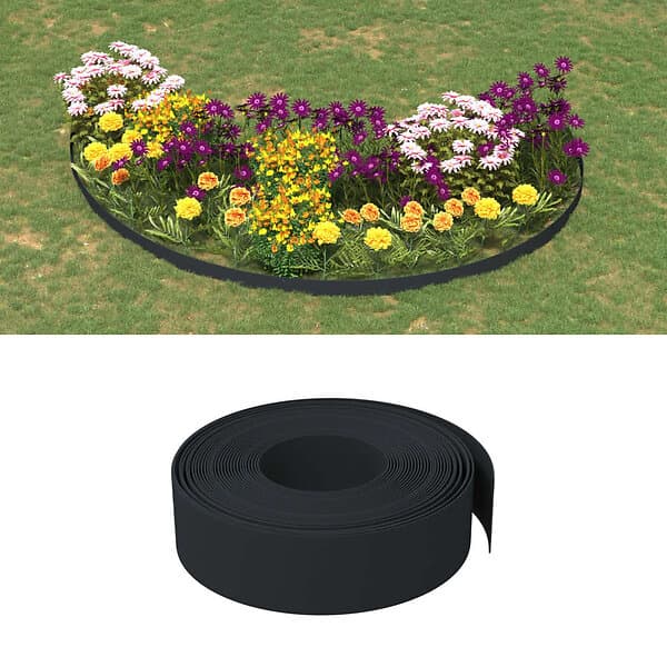 vidaXL Rabattkant svart 2 st 10 m 15 cm polyeten 3155444