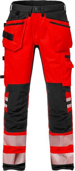 Fristads Varselbyxa Stretch Röd/Svart D100