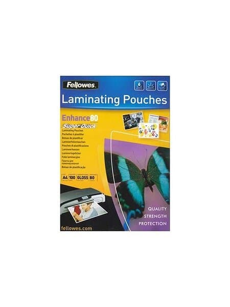 Fellowes Laminating Pouches SuperQuick Enhance 80 micron 100-pack glättat A4 lamineringsfickor