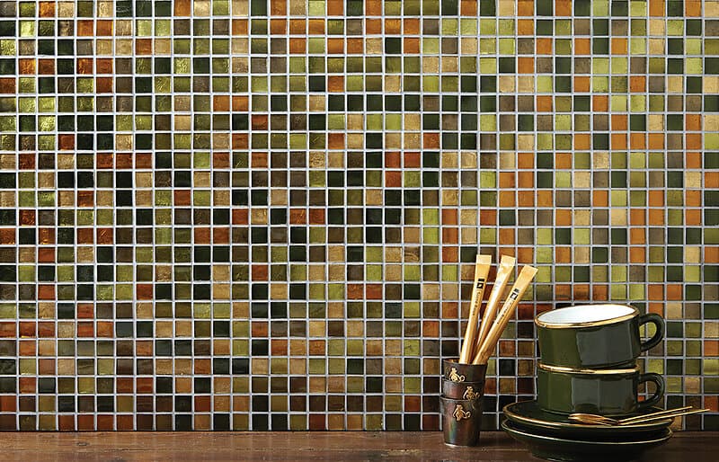 Mosaic Sweden B1208 Glasmosaik Metallmix brun, grön, guld