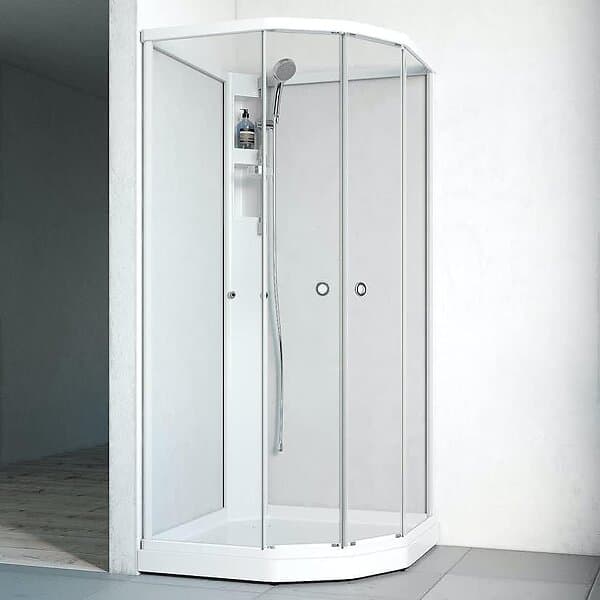 Macro Design Duschkabin Flow Semi utan Blandare Vit (Klarglas/910 x 910 mm (BxD))