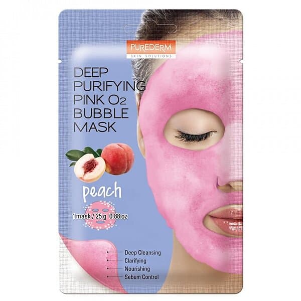 Purederm Deep Purifying Pink O2 Bubble Mask "PEACH" 25g