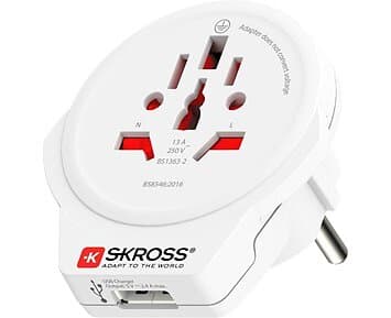 Skross World to Europe adapter with integrated USB