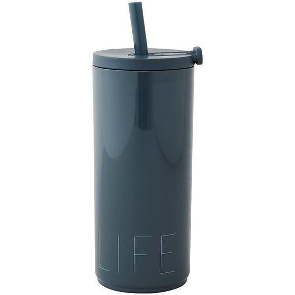 Design Letters Travel Life Mugg M/Sugrör 50 cl Blå